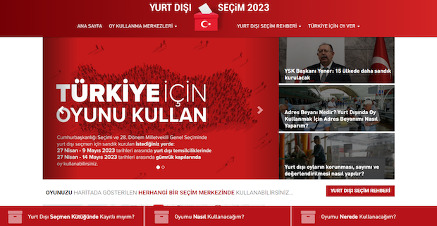 Yurt dışı seçmen kütüğüne kayıtlı vatandaşlar için web sitesi