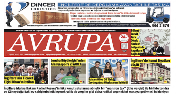 Avrupa Gazete, İngiltere, 22  Ağustos 2025 Baskısı