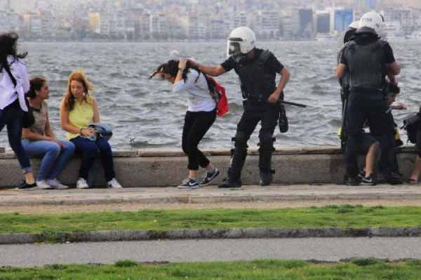İzmir'de polisin saçını çektiği kızın görüntüleri bulunamadı