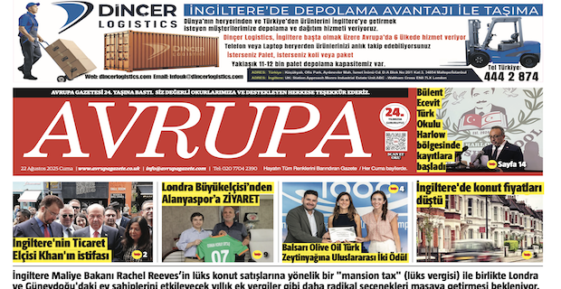 Avrupa Gazete, İngiltere, 22  Ağustos 2025 Baskısı