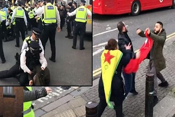 PKK yandaşları Londra'daki yürüyüşte gurbetçilere saldırdı